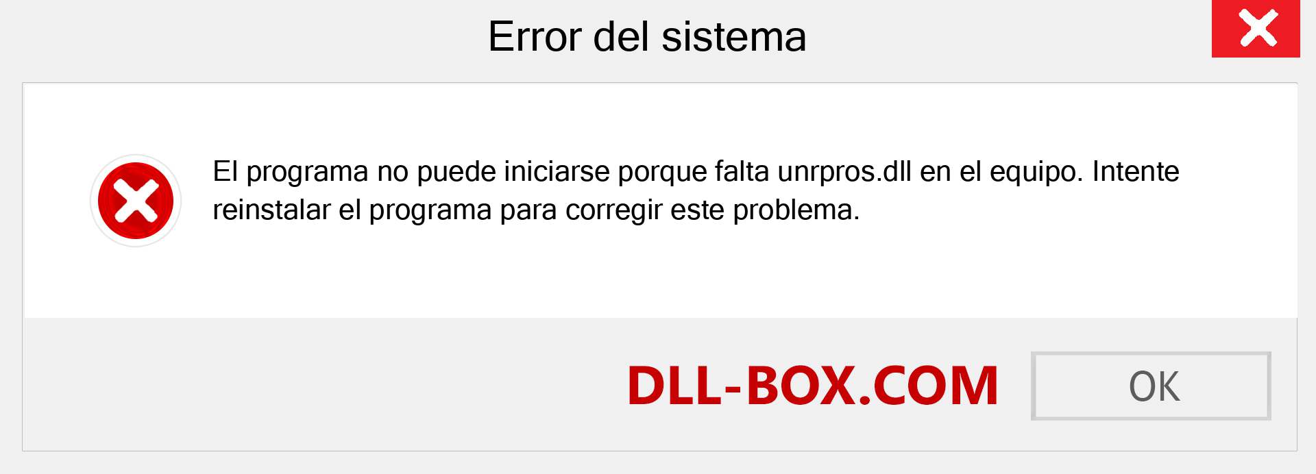 ¿Falta el archivo unrpros.dll ?. Descargar para Windows 7, 8, 10 - Corregir unrpros dll Missing Error en Windows, fotos, imágenes