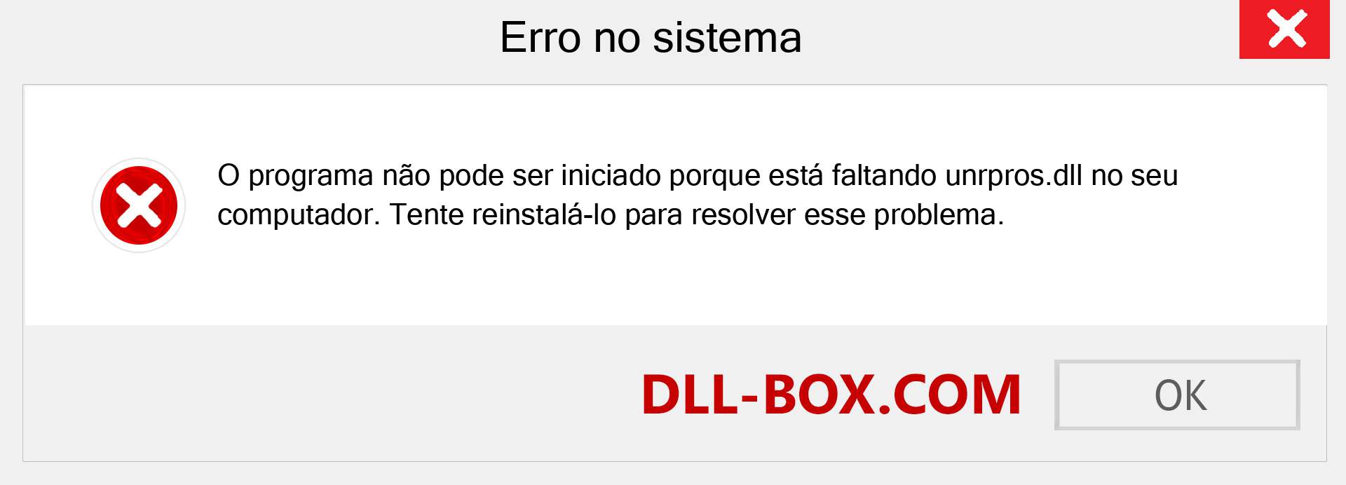 Arquivo unrpros.dll ausente ?. Download para Windows 7, 8, 10 - Correção de erro ausente unrpros dll no Windows, fotos, imagens